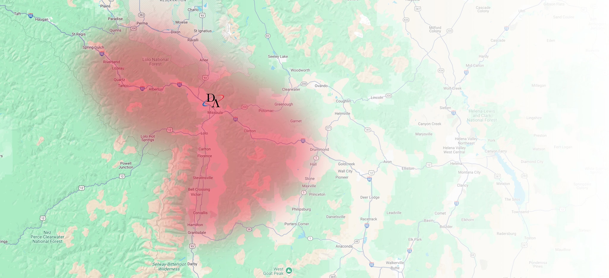 Design Air service area, covering Missoula, and other parts of Western Montana.
